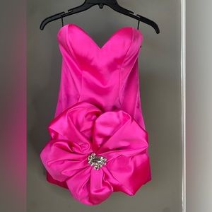 Área- rosette strapless mini dress